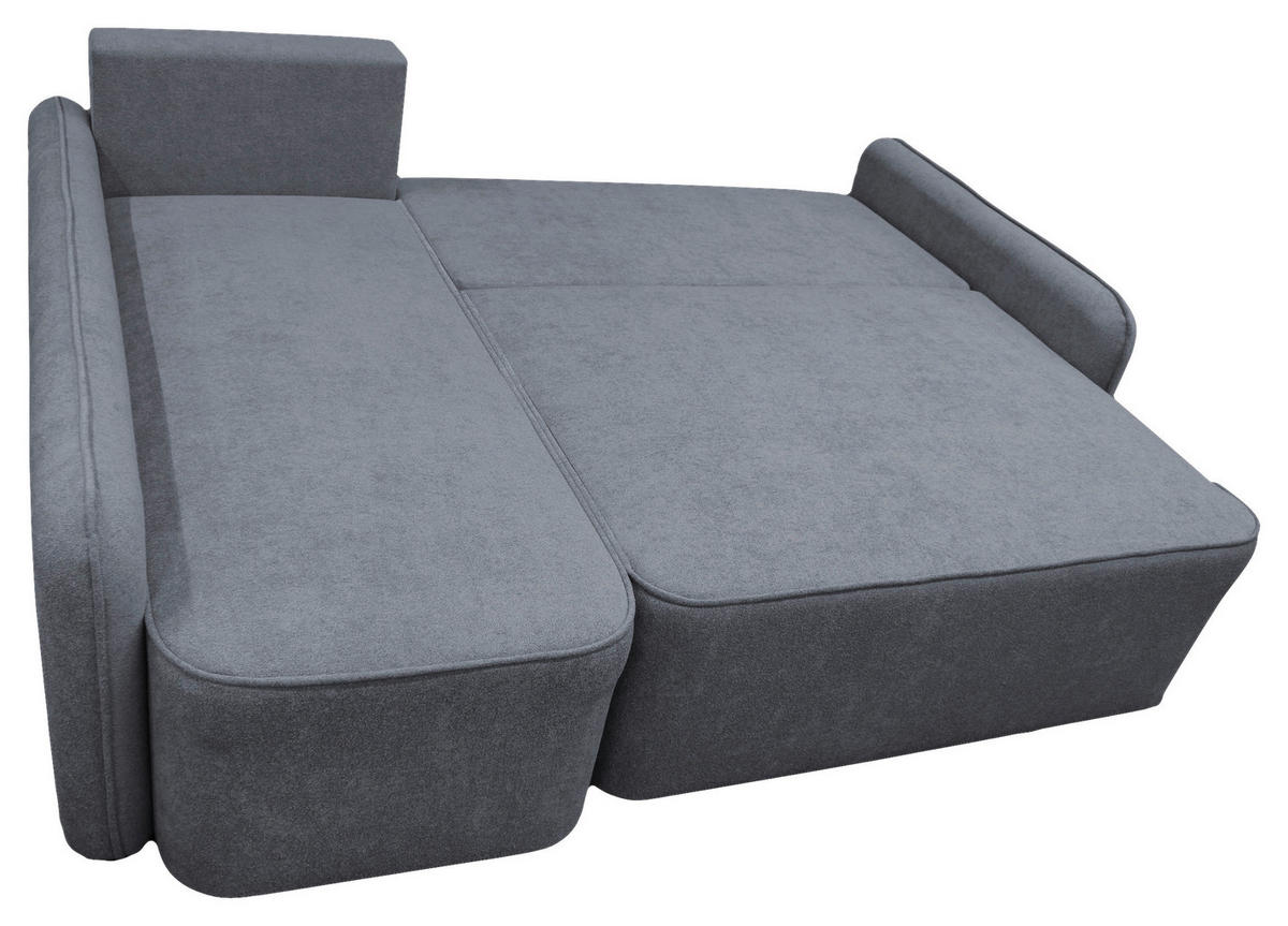 ECKSOFA in Struktur, Bouclé Grau  - Schwarz/Grau, Design, Kunststoff/Textil (143/209cm) - MID.YOU