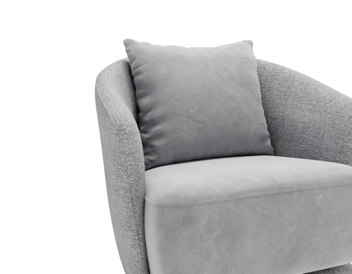 SESSEL in Plüsch, Bouclé Grau  - Schwarz/Grau, Design, Textil/Metall (83/80/75cm) - Livetastic