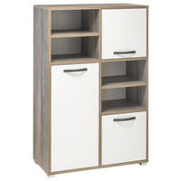 VISOKA KOMODA, naravne barve, bela  - srebrne barve/bela, Konvencionalno, umetna masa/leseni material (95/146/46cm) - Carryhome