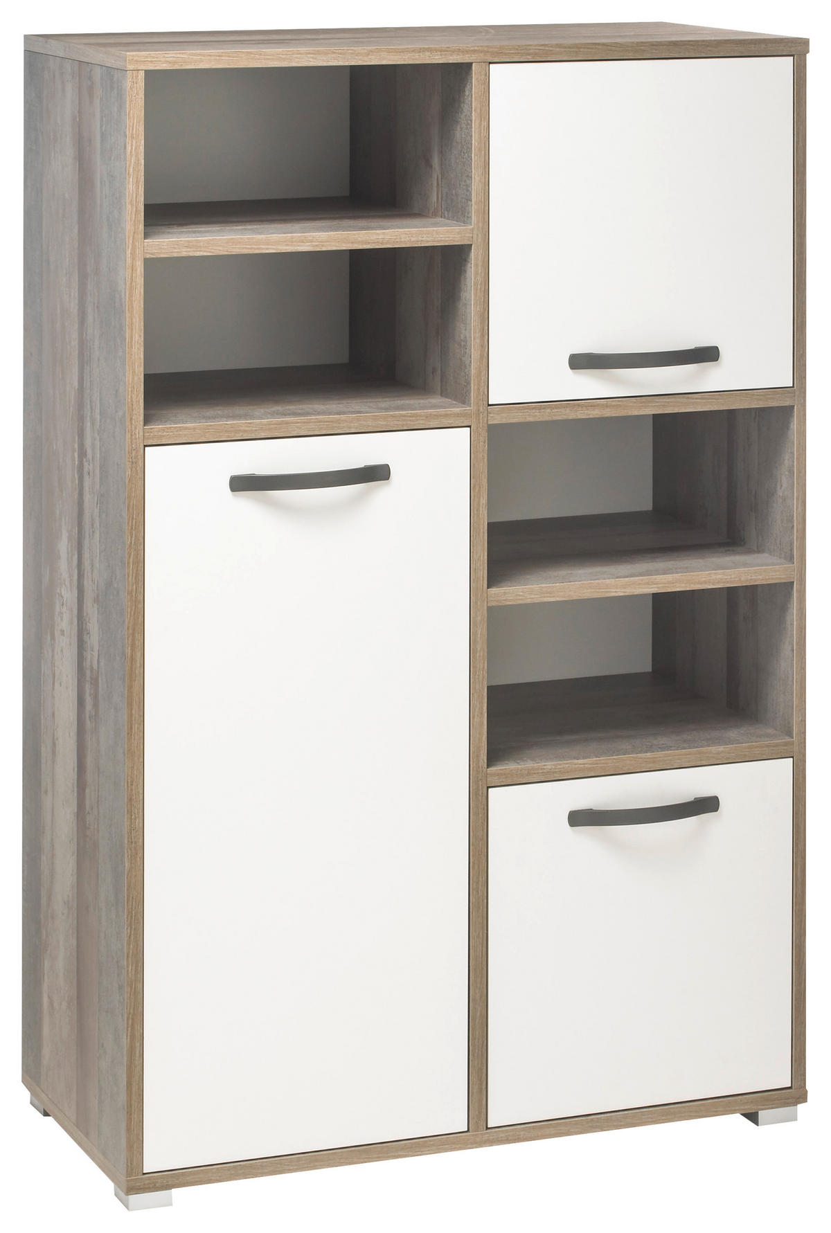 VISOKA KOMODA, naravne barve, bela  - srebrne barve/bela, Konvencionalno, umetna masa/leseni material (95/146/46cm) - Carryhome