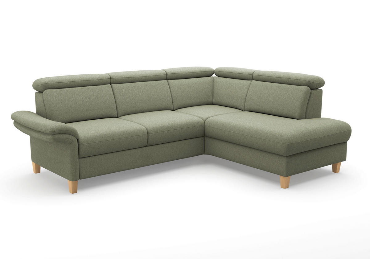 ECKSOFA Flachgewebe Olivgrün  - Eichefarben/Olivgrün, Konventionell, Holz/Textil (247/193cm) - Sit & More