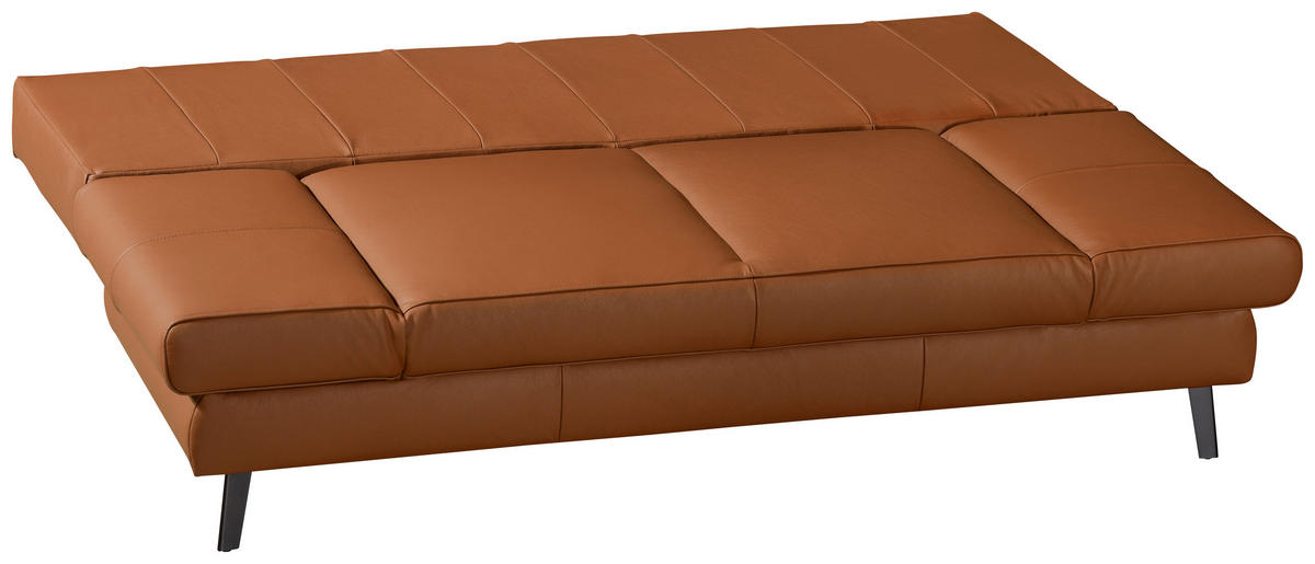SCHLAFSOFA in Echtleder Braun  - Schwarz/Braun, Design, Leder/Metall (200/85/90cm) - Novel