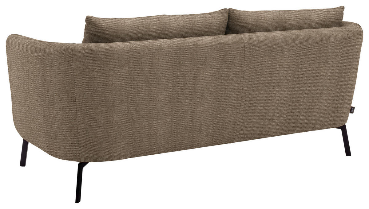 2,5-SITZER  in Flachgewebe Hellbraun  - Hellbraun/Schwarz, Design, Textil/Metall (190/71/91cm) - Schöner Wohnen