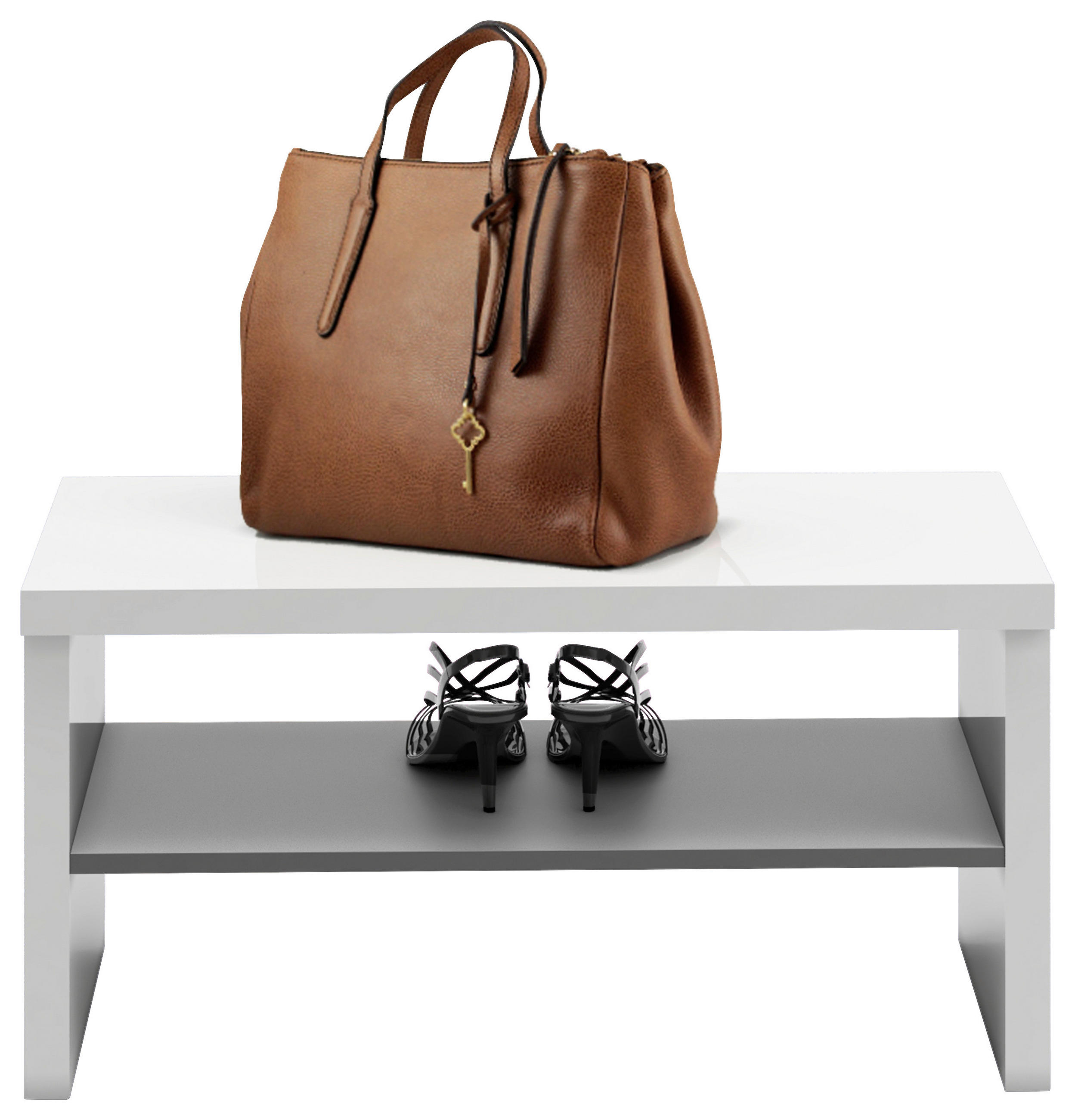 BANCĂ PENTRU HOL 80/40/40 cm  - alb/antracit, Design, material pe bază de lemn (80/40/40cm) - Xora