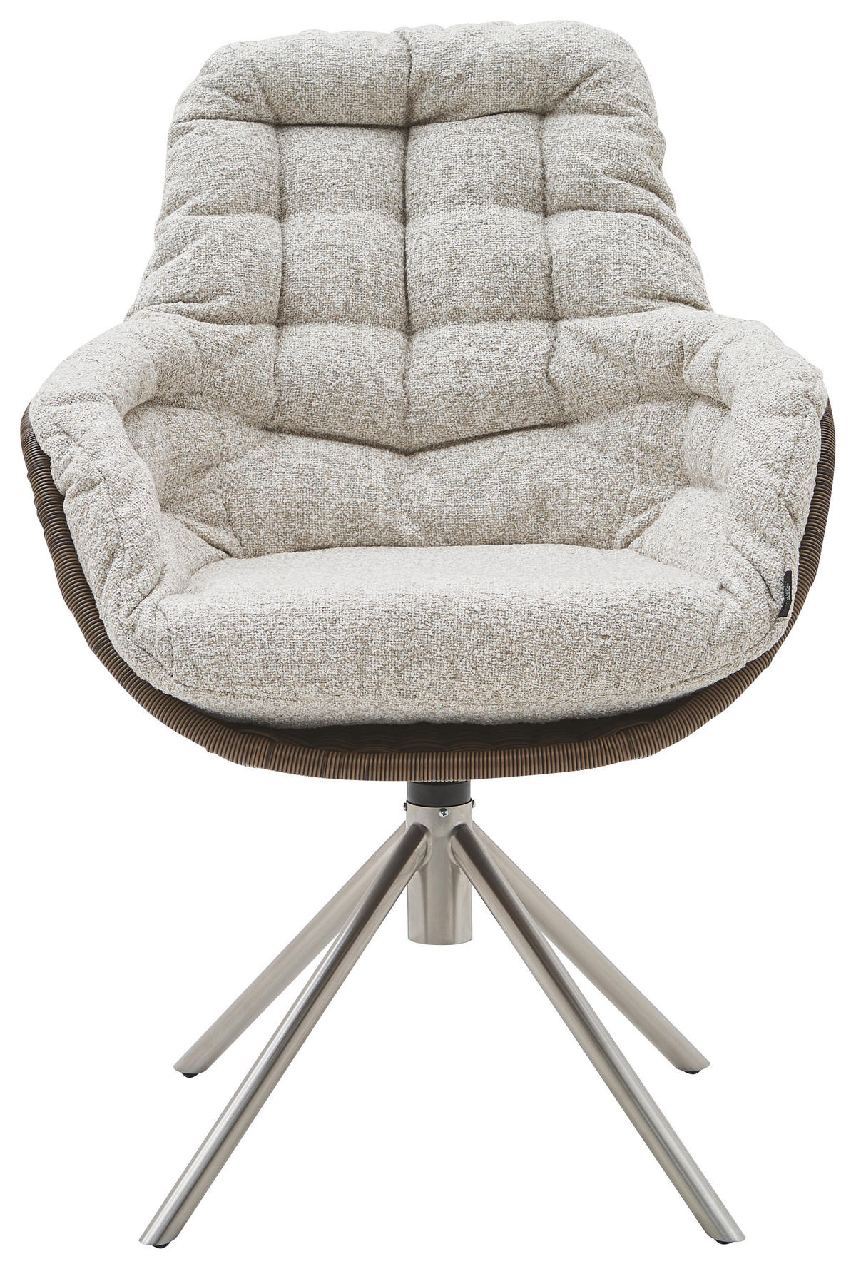 ARMLEHNSTUHL  Sitzfläche 360° drehbar Webstoff  - Edelstahlfarben/Beige, Design, Kunststoff/Textil (63/89/69cm) - Johann Jakob