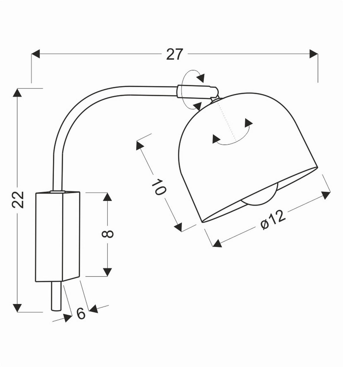 WANDLEUCHTE 12/27/22 cm   - Schwarz, Basics, Metall (12/27/22cm)