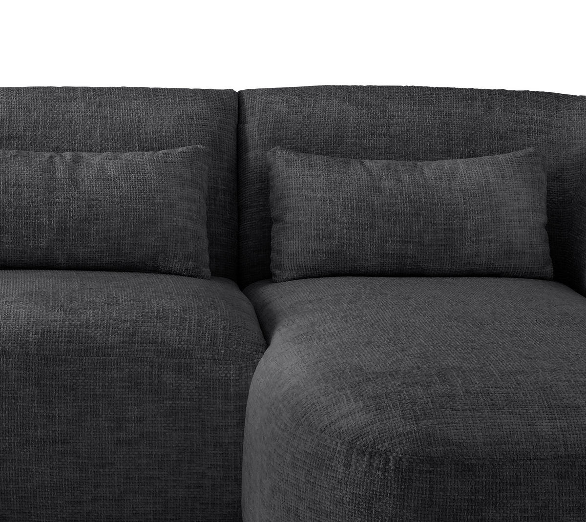 ECKSOFA in Struktur Schwarz  - Schwarz, Modern, Kunststoff/Textil (256/160cm) - Livetastic