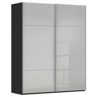 SCHWEBETÜRENSCHRANK  in Grau, Schwarz  - Alufarben/Schwarz, KONVENTIONELL, Glas/Holzwerkstoff (181/223/67cm) - Novel