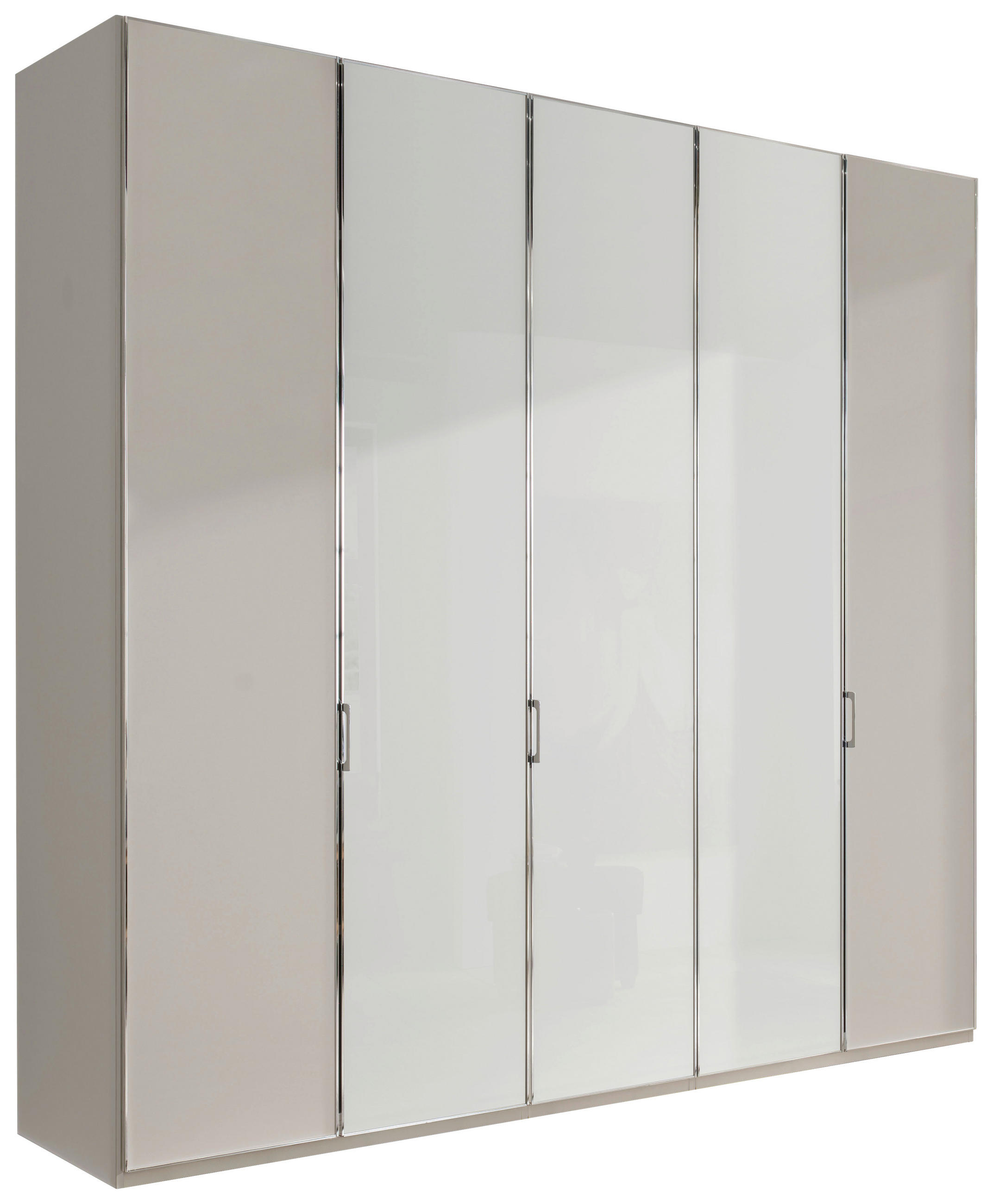 DREHTÜRENSCHRANK  in Grau, Weiß  - Chromfarben/Weiß, MODERN, Glas/Holzwerkstoff (250/216/58cm) - Novel
