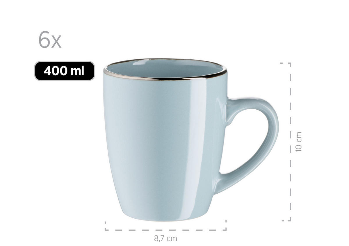KOMBISERVICE Metallic Rim 24-teilig  - Blau, Basics, Keramik (43/32,5/32cm) - Mäser