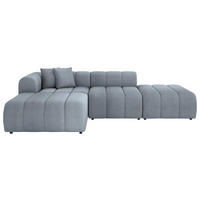 ECKSOFA Blau Webstoff Zierkissen  - Blau/Schwarz, LIFESTYLE, Kunststoff/Textil (178/289cm) - Milino