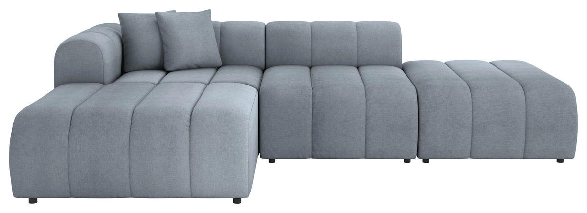 ECKSOFA Blau Webstoff Zierkissen  - Blau/Schwarz, LIFESTYLE, Kunststoff/Textil (178/289cm) - Milino