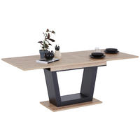 AUSZIEHTISCH Schwarz, Eiche Artisan rechteckig  ausziehbar  - Schwarz/Eiche Artisan, KONVENTIONELL, Holzwerkstoff (160-200/90/77,3cm) - home24