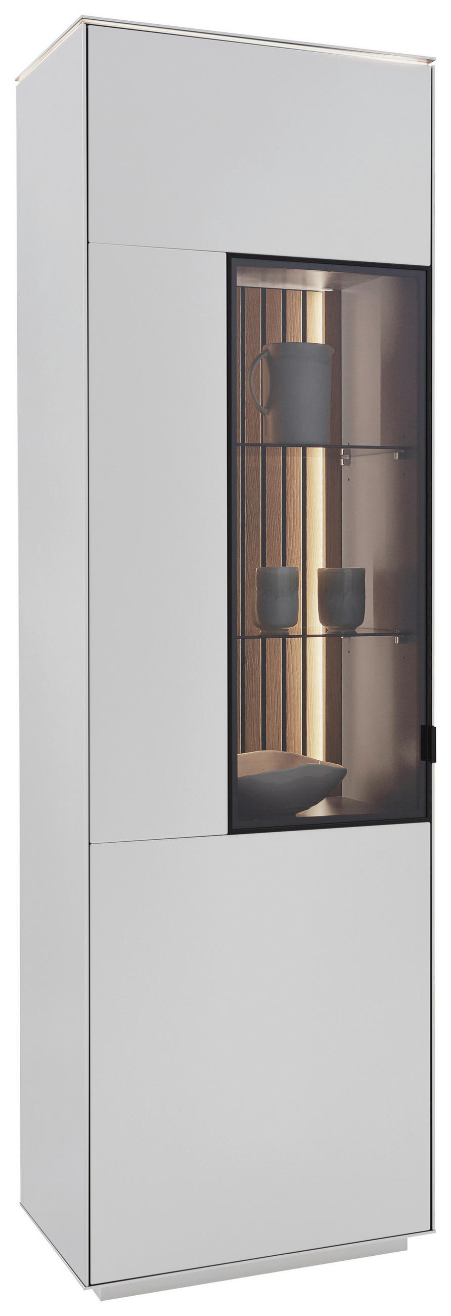 VITRINE in Eiche Weiß, Eichefarben  - Eichefarben/Schwarz, Design, Glas/Holz (60,8/198,6/40cm) - Dieter Knoll