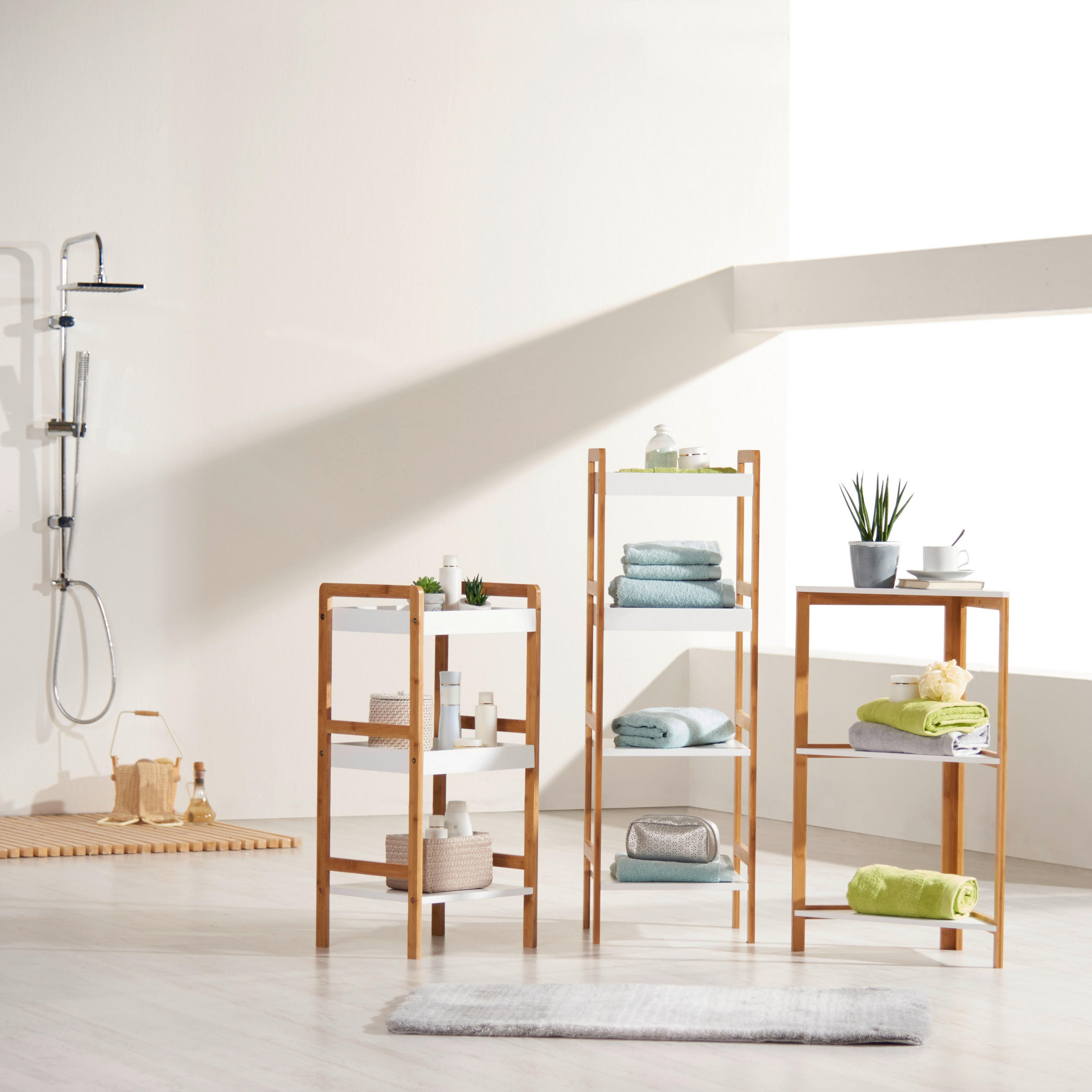 BADEZIMMERREGAL 38/80/38 cm  - Weiss/Naturfarben, Konventionell, Holz/Holzwerkstoff (38/80/38cm) - Xora