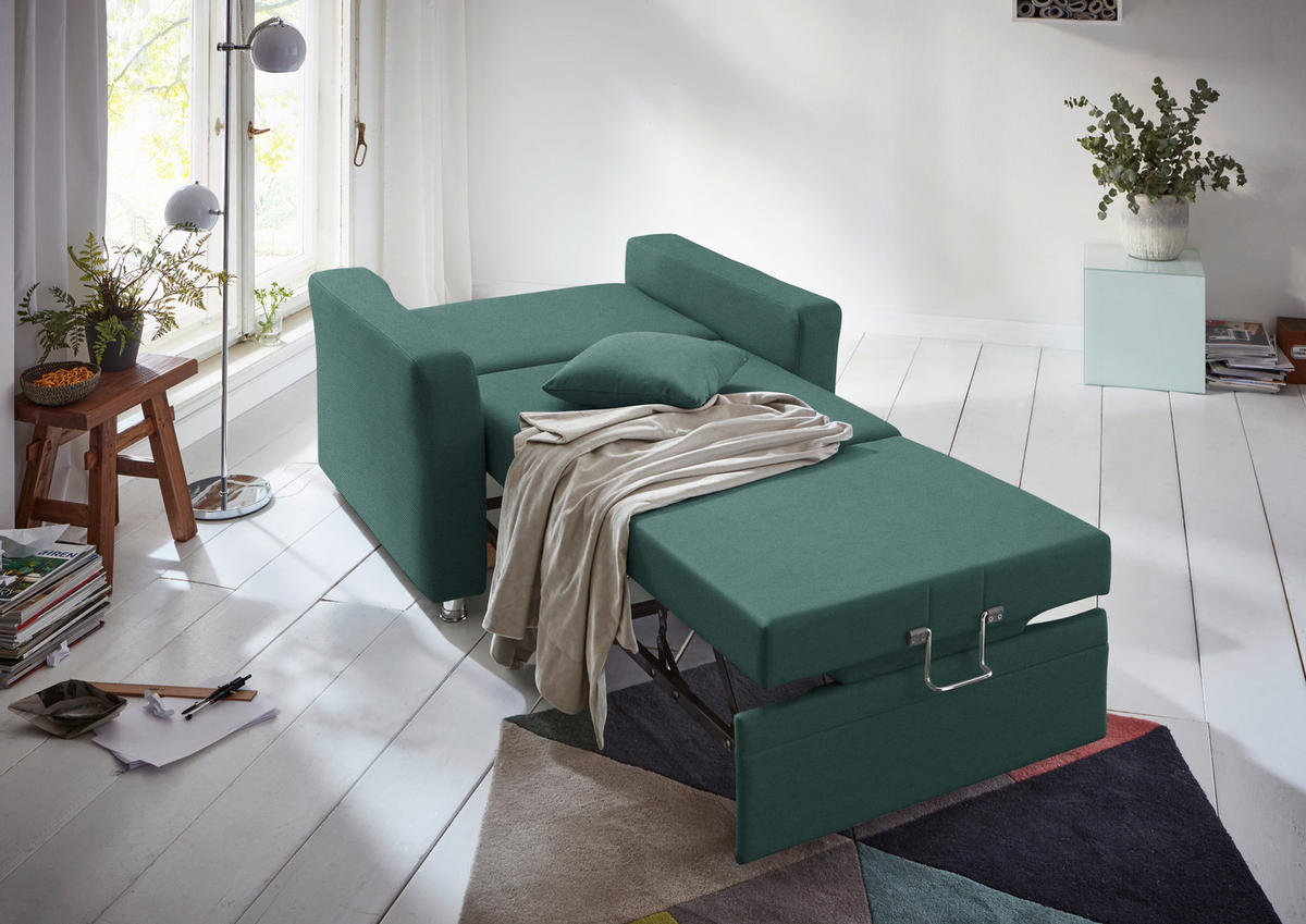 SCHLAFSOFA Chenille Opal  - Chromfarben/Opal, KONVENTIONELL, Textil/Metall (186/90/100cm) - Beldomo Style