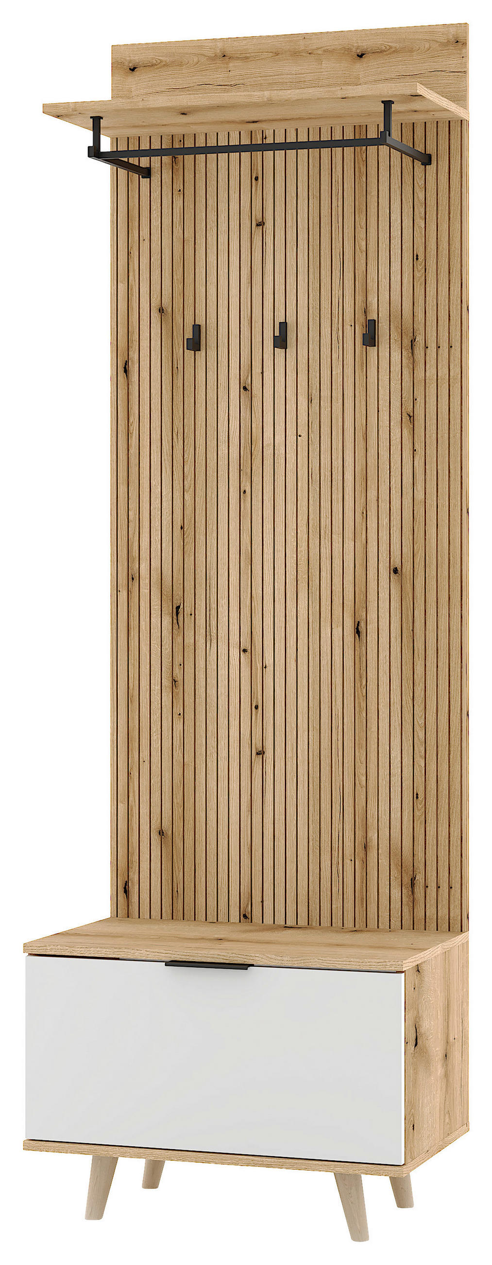 ŠATNA, bílá, barvy dubu, 65/204/40 cm - bílá/barvy dubu, Design, kompozitní dřevo (65/204/40cm) - MID.YOU