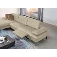 ECKSOFA in Echtleder Naturfarben  - Schwarz/Naturfarben, Design, Leder/Metall (157/325cm) - Dieter Knoll