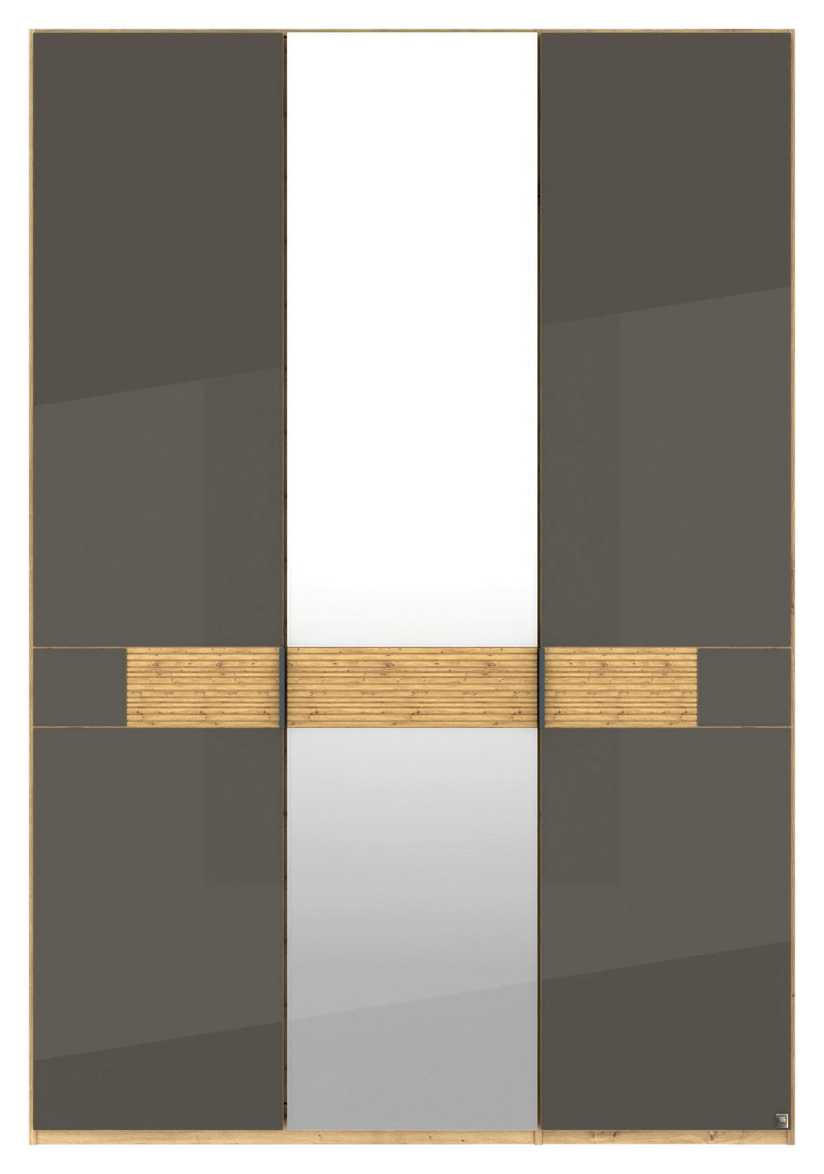 DREHTÜRENSCHRANK 150/216/58 cm,  in Braun, Eichefarben, 3 Tür(en)  - Schieferfarben/Eichefarben, Design, Glas/Holz (150/216/58cm) - Musterring