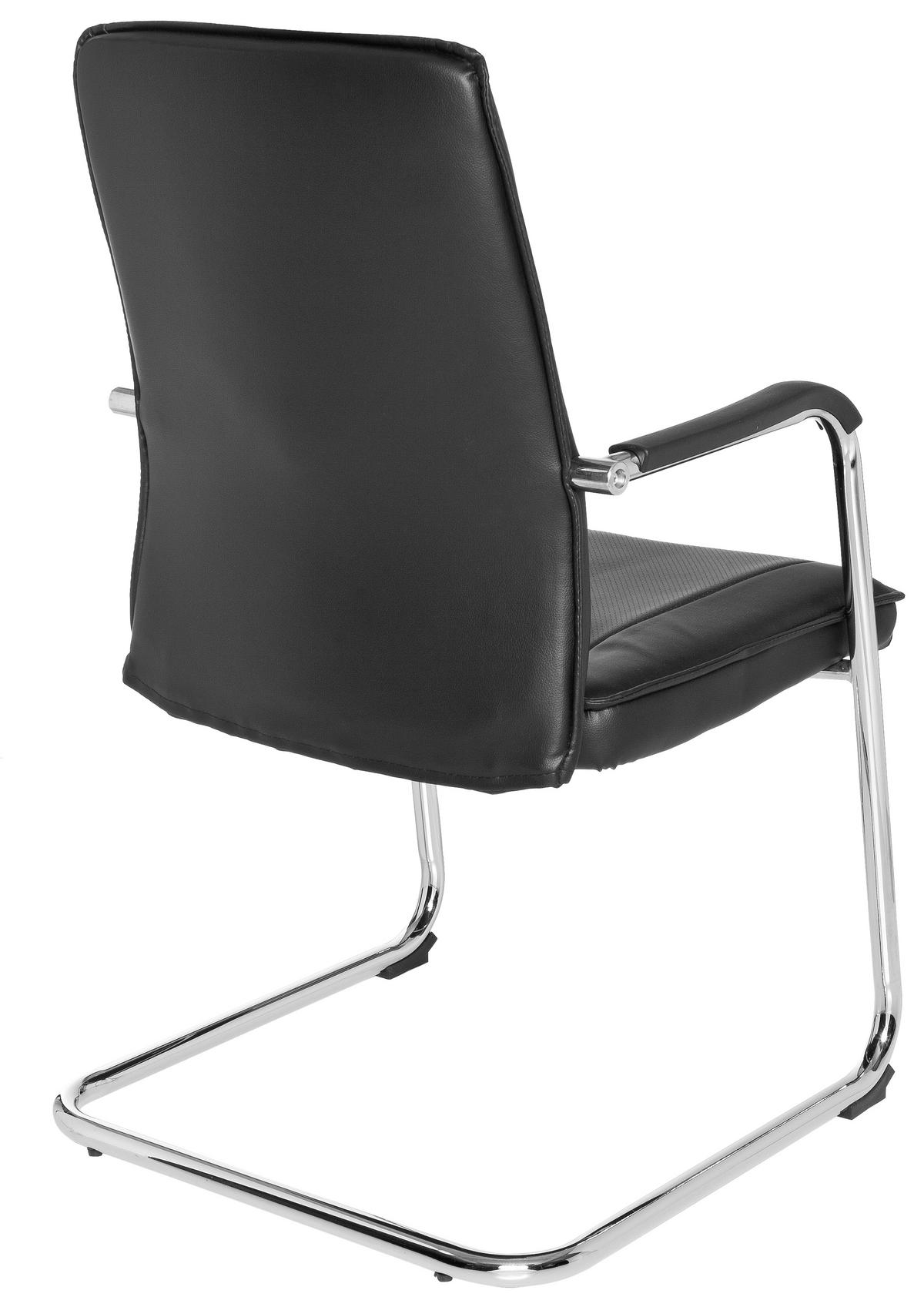 BESUCHERSTUHL  in Lederlook Schwarz  - Chromfarben/Schwarz, MODERN, Kunststoff/Textil (56/97/46cm) - MID.YOU