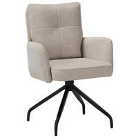 ARMLEHNSTUHL  Sitzfläche 180° drehbar Mikrofaser  - Beige/Schwarz, Design, Textil/Metall (60/90/68cm) - Carryhome