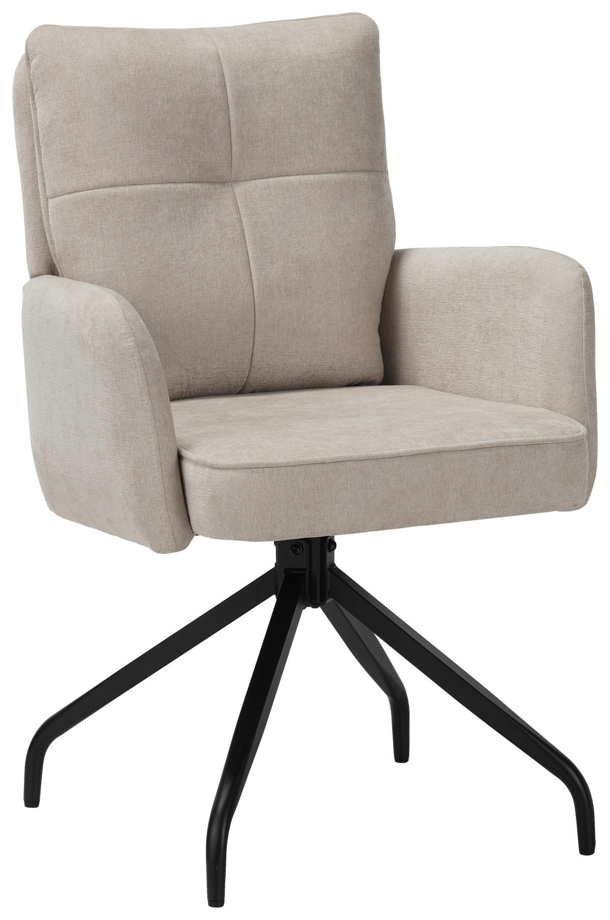 ARMLEHNSTUHL  Sitzfläche 180° drehbar Mikrofaser  - Beige/Schwarz, Design, Textil/Metall (60/90/68cm) - Carryhome