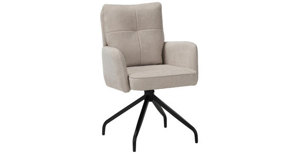 ARMLEHNSTUHL  Sitzfläche 180° drehbar Mikrofaser  - Beige/Schwarz, Design, Textil/Metall (60/90/68cm) - Carryhome