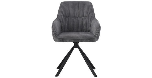 ARMLEHNSTUHL  Stoffauswahl, Sitzfläche 360° drehbar, inklusive Armlehnen Cord  - Dunkelgrau/Schwarz, Design, Textil/Metall (56/83/62cm) - Carryhome