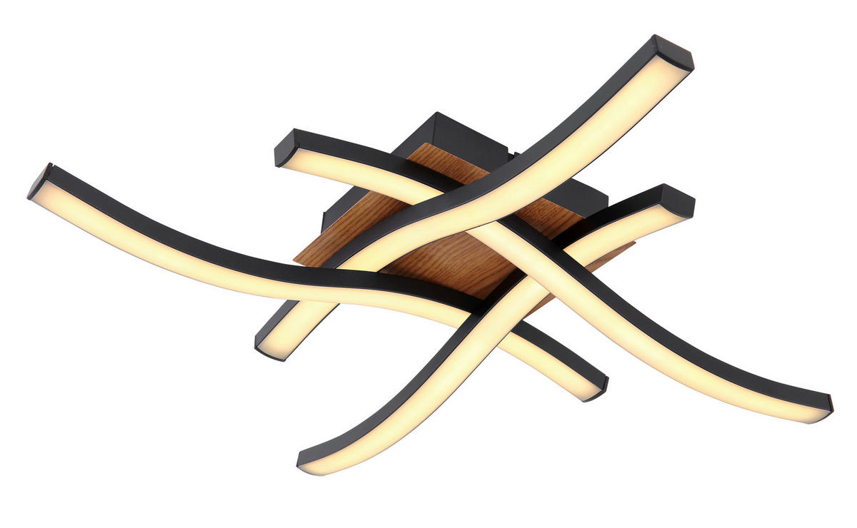 LED-TAKLAMPA 20 W 43/43/7,5 cm  - opal/svart, Design, metall/plast (43/43/7,5cm) - Globo