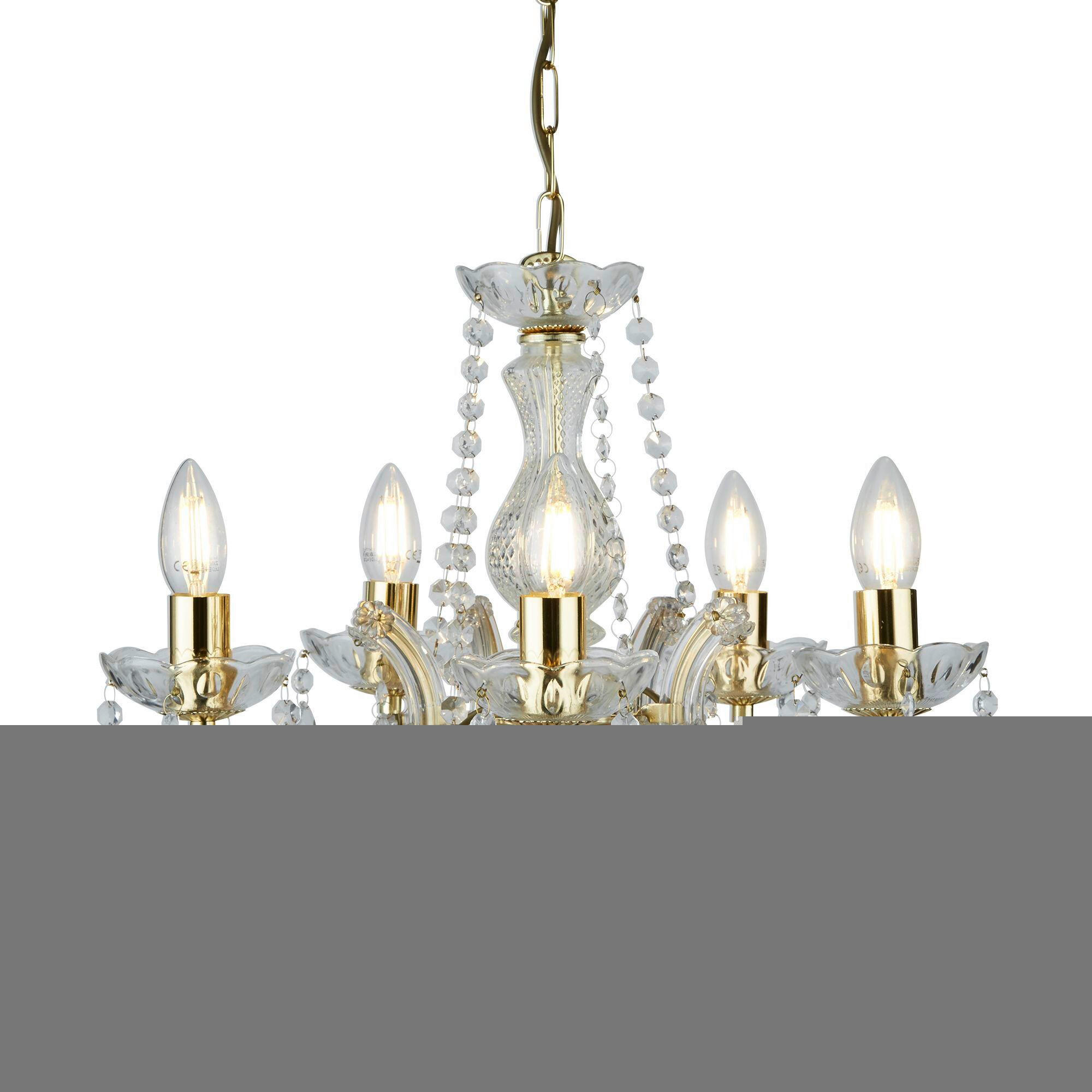 KRISTALL-HÄNGELEUCHTE 48/120 cm   - Goldfarben, KONVENTIONELL, Glas/Kunststoff (48/120cm)