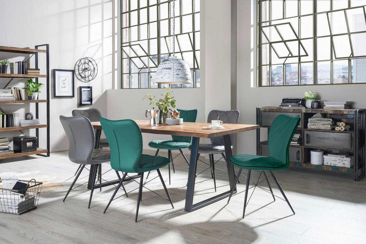 JEDILNA MIZA, masivno indijski rožni les črna, barve indijskega rožnega lesa  - črna/barve indijskega rožnega lesa, Trendi, kovina/les (200/76/100cm) - Carryhome