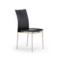 STOL  läderutbud, tygutbud  äkta läder  svart, stålfärgad  - stålfärgad/svart, Lifestyle, läder/trä (45/92/54cm) - Skovby