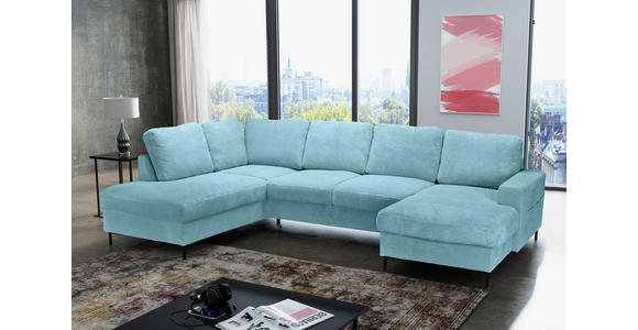 WOHNLANDSCHAFT Türkis Cord  - Türkis/Schwarz, KONVENTIONELL, Textil/Metall (197/303/148cm) - Carryhome