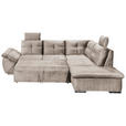 ECKSOFA Creme Mikrovelours  - Creme/Schwarz, KONVENTIONELL, Kunststoff/Textil (265/217cm) - Carryhome