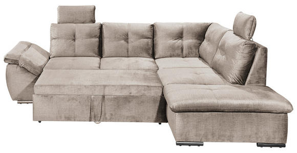 ECKSOFA Creme Mikrovelours  - Creme/Schwarz, KONVENTIONELL, Kunststoff/Textil (265/217cm) - Carryhome