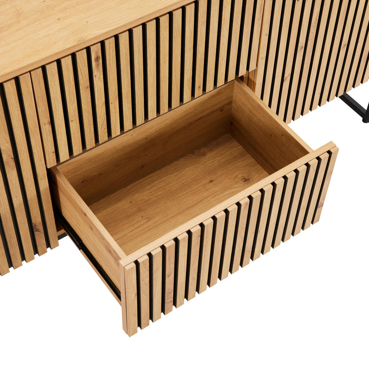 SIDEBOARD  213/80/40 cm 2 Schublade(n)  - Schwarz/Eiche Artisan, MODERN, Holzwerkstoff/Metall (213/80/40cm) - Xora