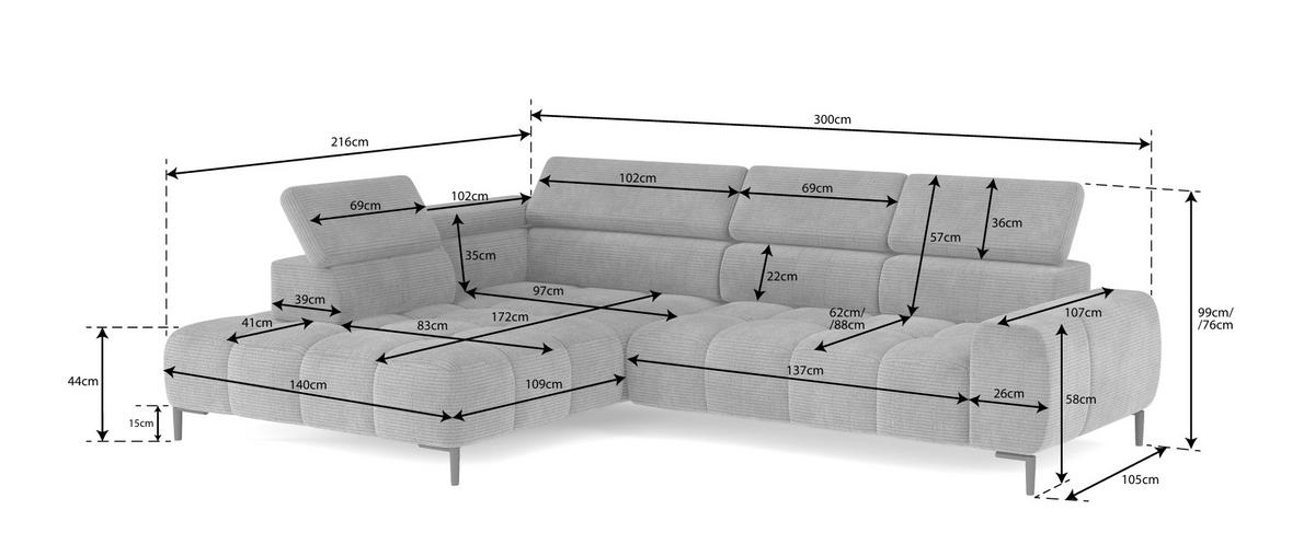 ECKSOFA Webstoff Currygelb  - Currygelb/Schwarz, Design, Textil/Metall (216/300cm) - Welnova
