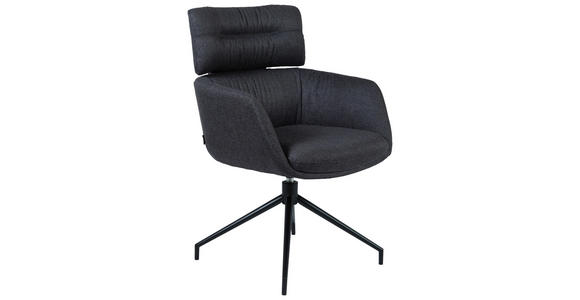 ARMLEHNSTUHL  Stoffauswahl, Sitzfläche 360° drehbar, automatische Rückholfunktion Webstoff  Schwarz  - Schwarz, Design, Textil/Metall (62/92/66cm) - Dieter Knoll