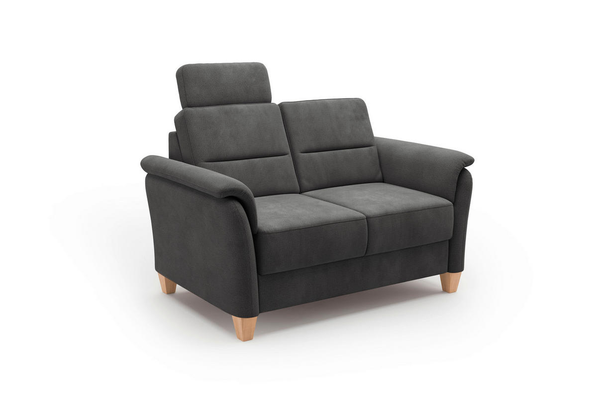 2-SITZER-SOFA in Flachgewebe Schwarz  - Eichefarben/Schwarz, KONVENTIONELL, Holz/Textil (149/89/89cm) - Sit & More