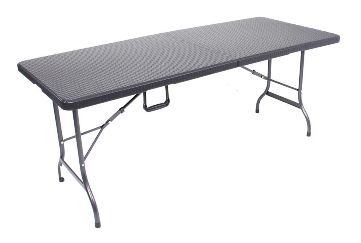 GARTENKLAPPTISCH 180/75/72 cm Metall, Kunststoff rechteckig  - Schwarz, Basics, Kunststoff/Metall (180/75/72cm) - Gardenson