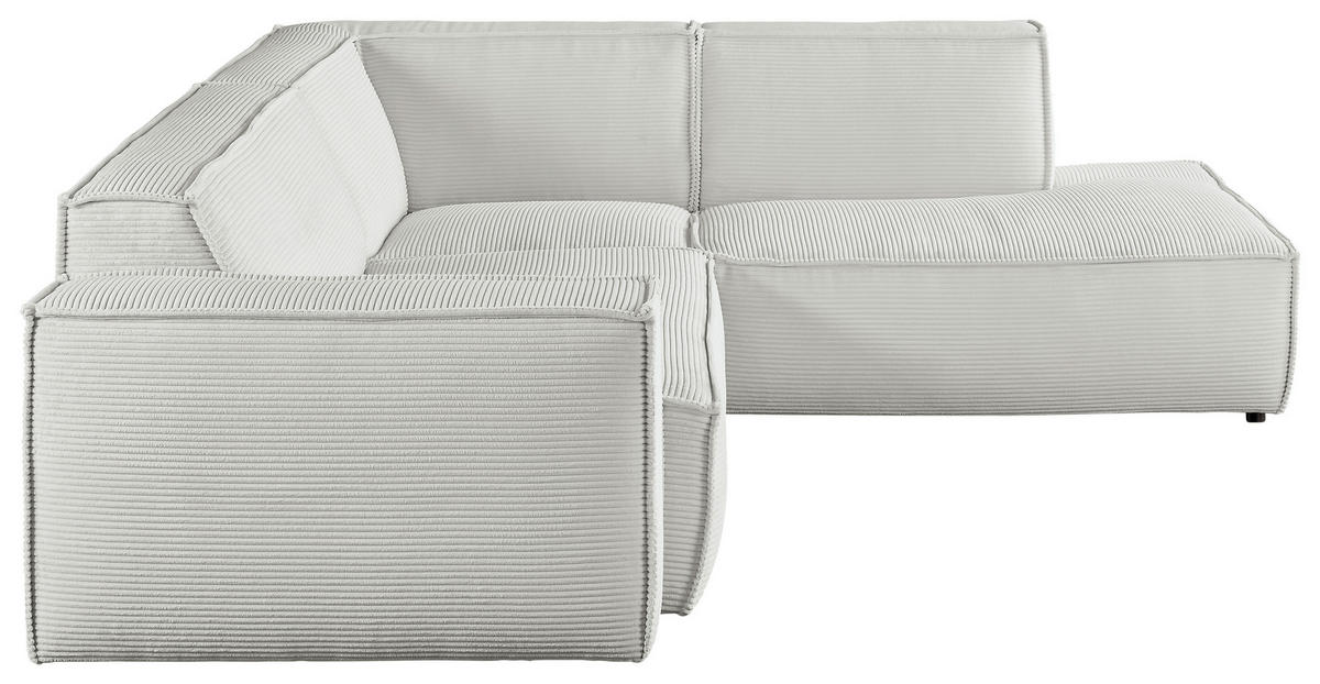 ECKSOFA in Cord Hellgrau  - Hellgrau/Schwarz, Konventionell, Kunststoff/Textil (254/224cm) - Hom`in
