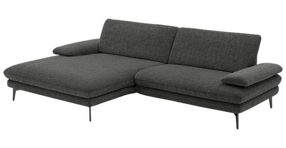ECKSOFA in Velours Dunkelgrau 184/284 cm - Dunkelgrau/Schwarz, Design, Textil/Metall (184/284cm) - Dieter Knoll