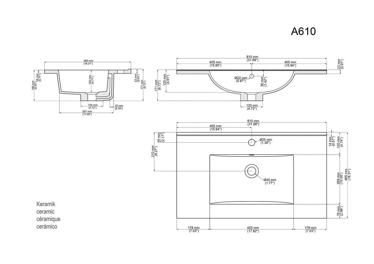 BADEZIMMER 3-teilig  in 80 cm  - Weiß Hochglanz/Weiß, Basics, Keramik/Holzwerkstoff (80cm) - MID.YOU