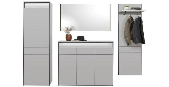 GARDEROBE 4-teilig  in 373/200/38 cm  - Beige/Schwarz, KONVENTIONELL, Holzwerkstoff (373/200/38cm) - Voleo