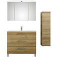 SPIEGELSCHRANK 105/70/16 cm  - Chromfarben/Eichefarben, KONVENTIONELL, Glas/Holzwerkstoff (105/70/16cm) - Xora