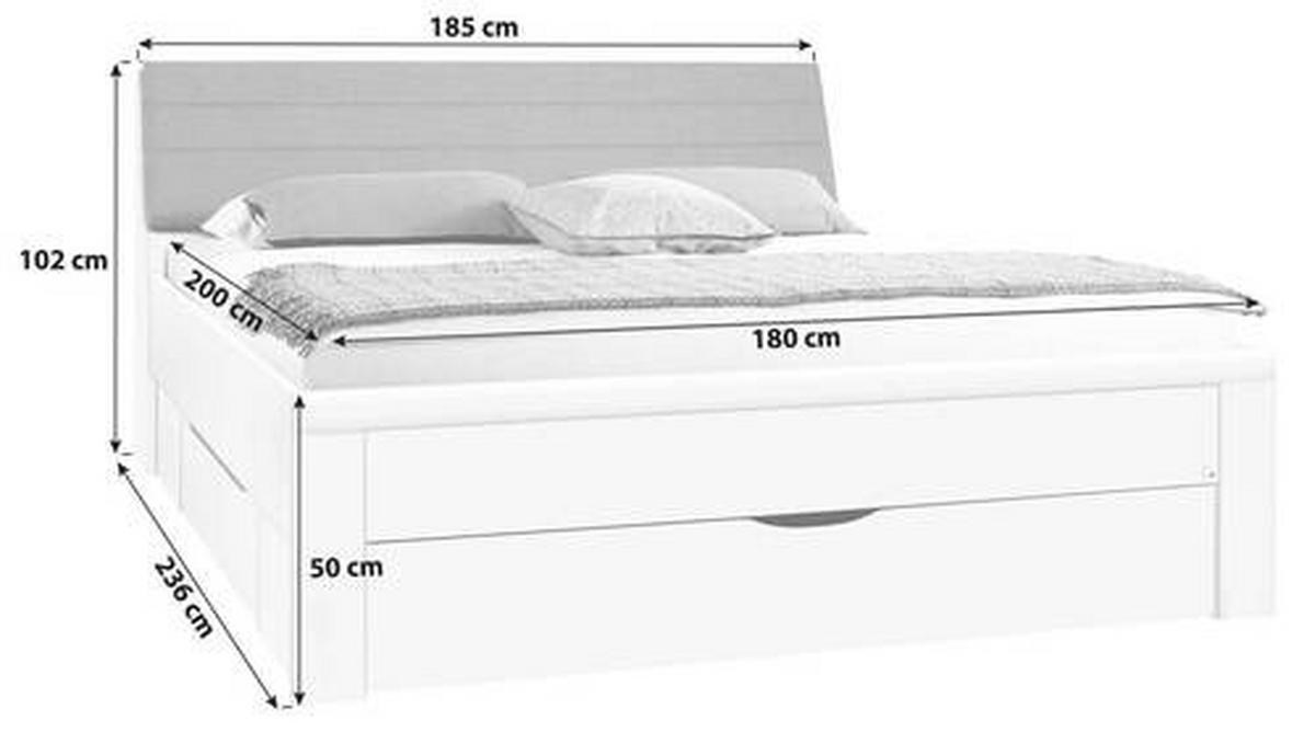 STAURAUMBETT 180/200 cm  in Grau, Weiss   - Weiss/Grau, Konventionell, Holzwerkstoff/Textil (180/200cm) - Rauch Möbel