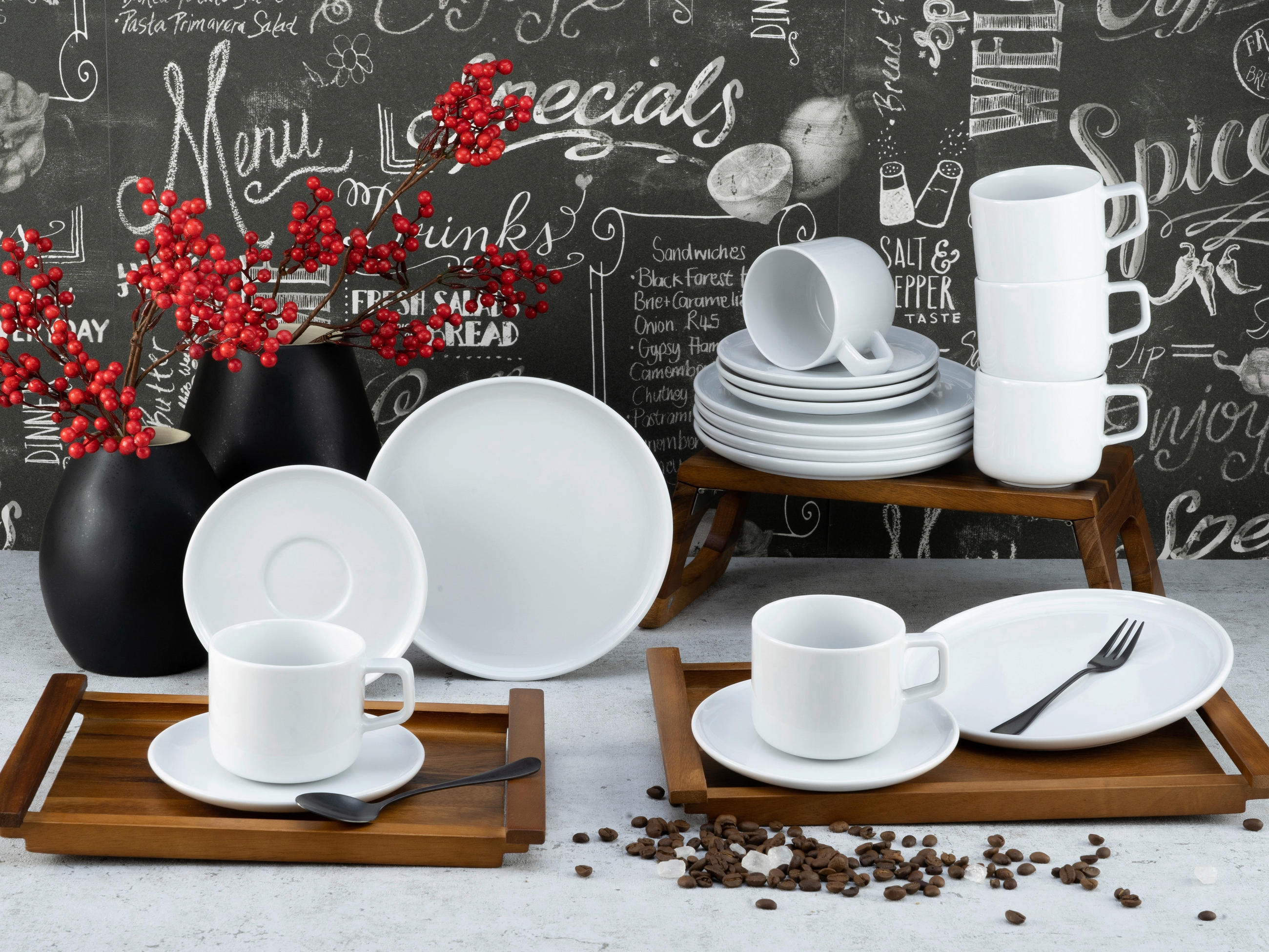 KAFFEESERVICE Weiß 18-teilig  - Weiß, Basics, Keramik (33/25/31cm) - Creatable
