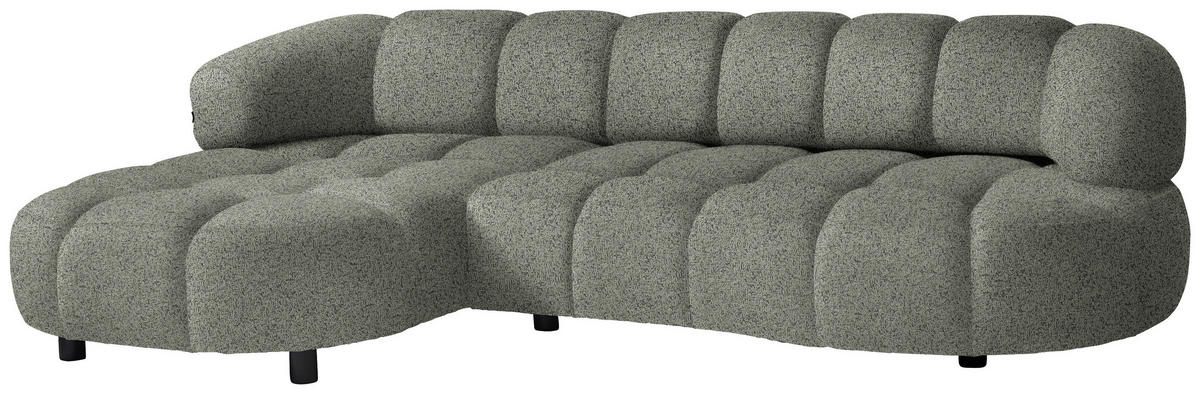 ECKSOFA Graubraun Webstoff  - Graubraun/Schwarz, Design, Holz/Textil (183/284cm) - Welnova