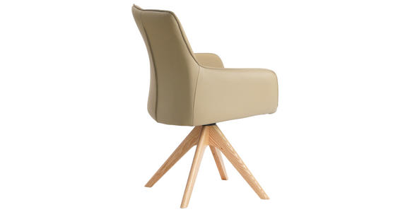 ARMLEHNSTUHL in Eisen Echtleder pigmentiert - Eichefarben/Beige, MODERN, Leder/Holz (64/87/60cm) - Novel