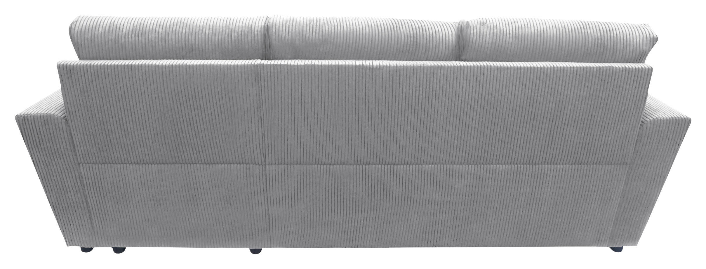 ECKSOFA in Cord Hellgrau 231/155 cm - Hellgrau/Schwarz, Design, Kunststoff/Textil (231/155cm) - MID.YOU